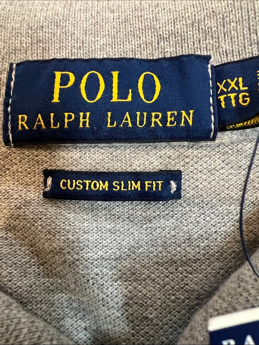Polo by Ralph Lauren Light Gray Crest & Pony Embroidered Polo XXL Custom Fit